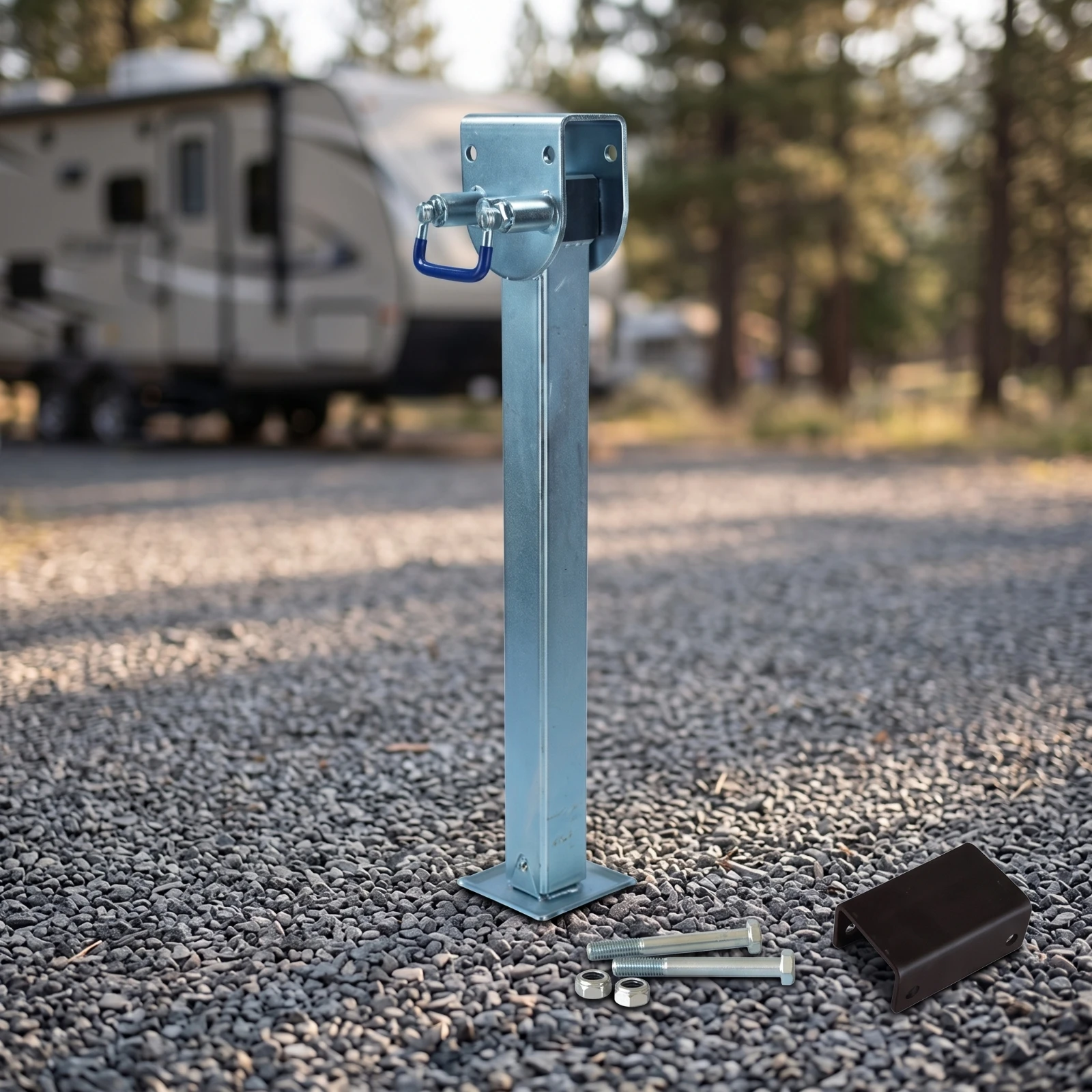 Stabilizer Jack Adjustable Stabilizer Jack with Handle Powder Coated Black Painted for RV Owners, Trailer Storage