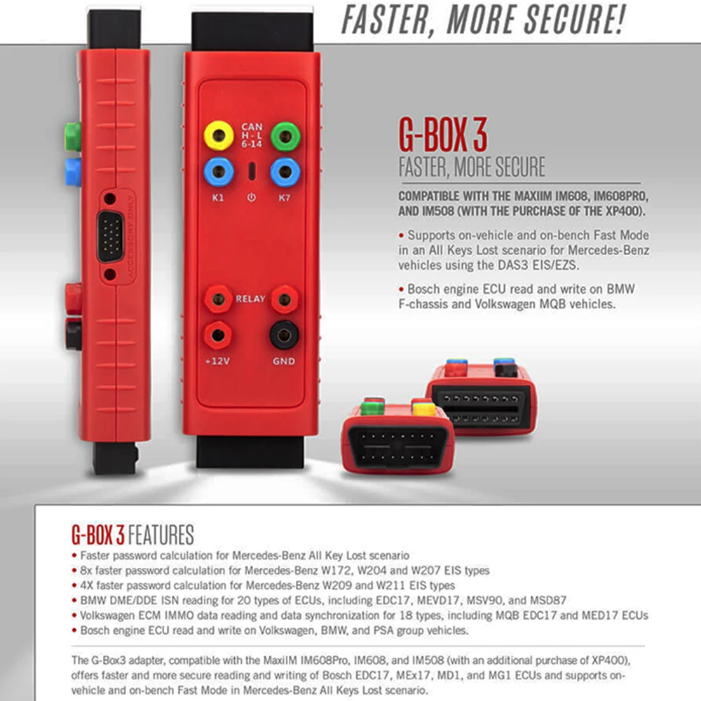 Autel G-BOX3 G-BOX2 Key Programming Adapter Realizes Fast Mode Tool For M-ercedes Benz/B-MW Work with IM508 PRO/IM608 II/IM608