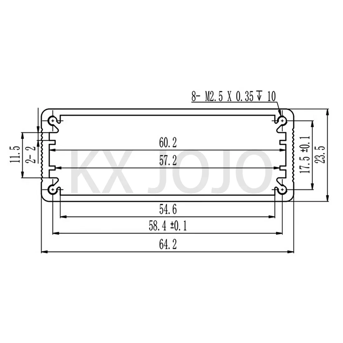 Caixa eletrônica integrada, gabinete de alumínio, fonte de alimentação DIY, projeto PCB Instrument, 64x23,5x75mm, 110mm, prata e preto