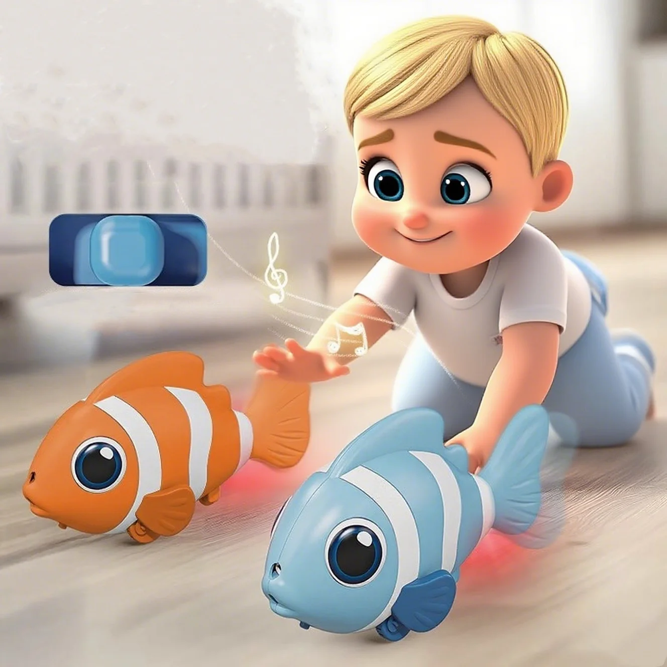 Walking Fish Baby Toy - Infant Tummy Time & Learning Crawl/Walk Toy for Babies, Musical & Developmental, Ideal 1st Birthday Gift