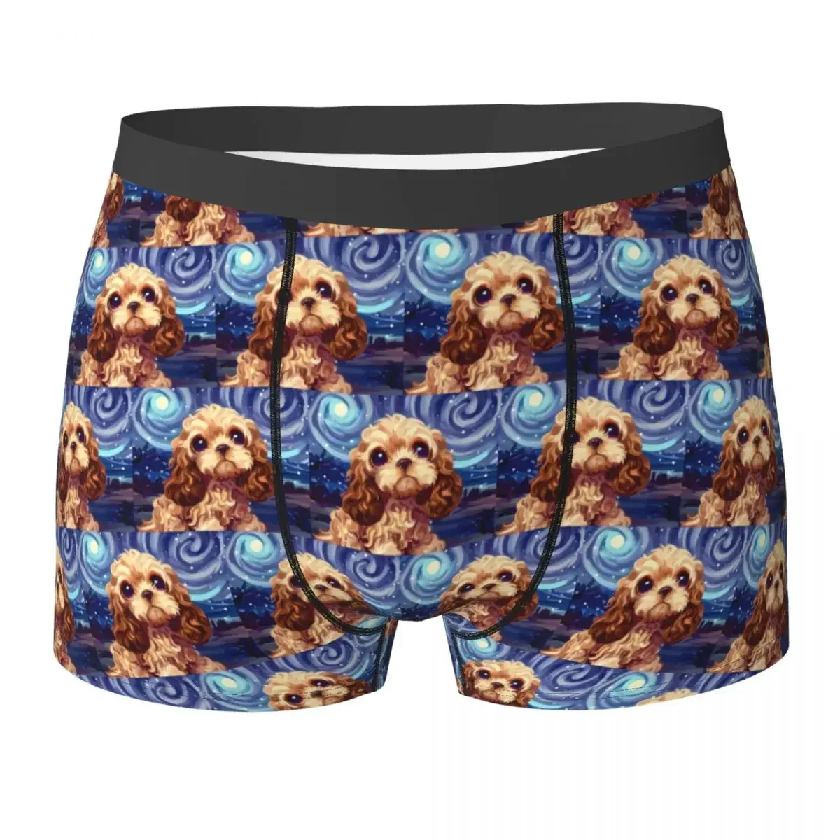 Boxer Underpants Shorts Cocker Spaniel Starry Night Panties Men Soft Underwear for Homme Man Boyfriend Gift