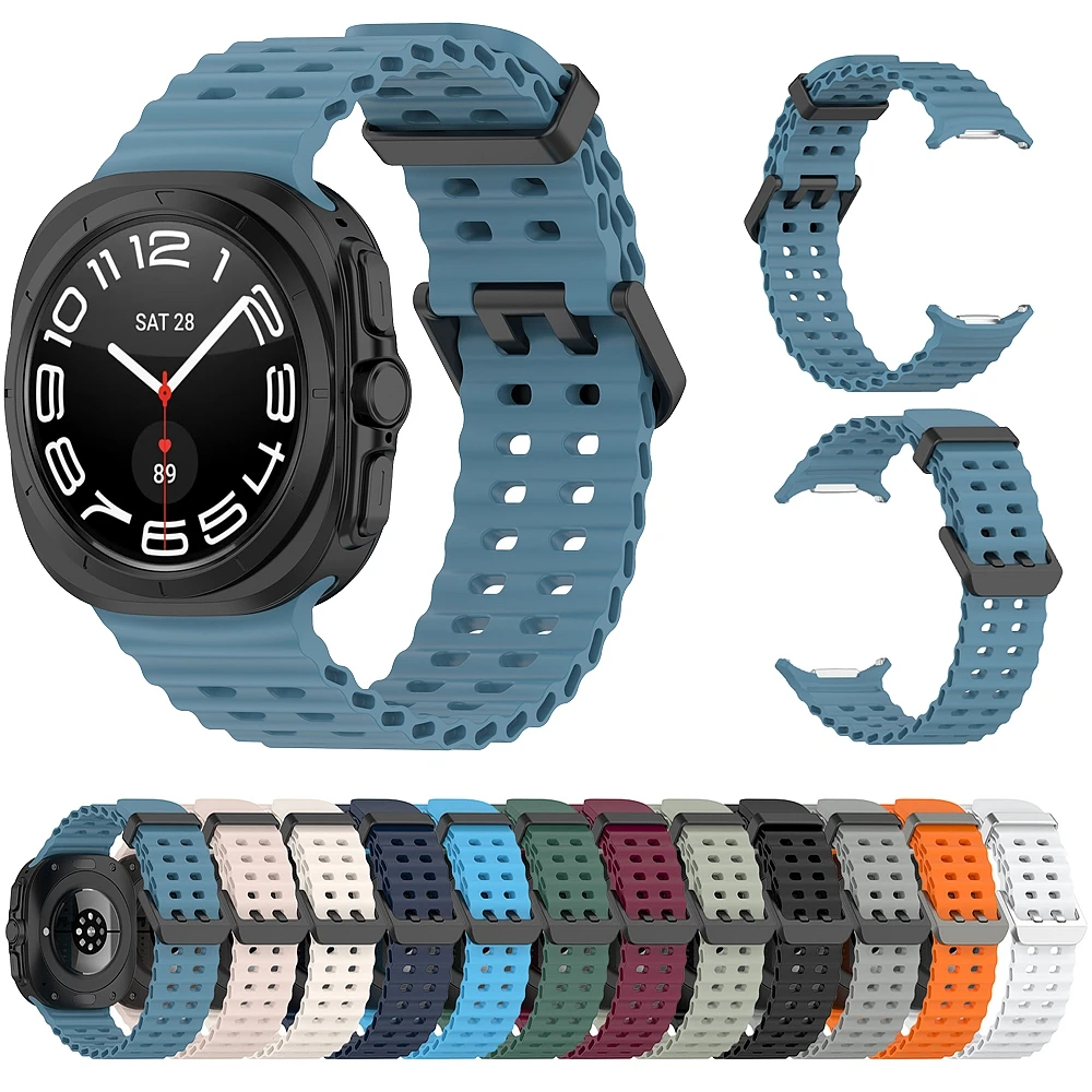 삼성 갤럭시 워치용 실리콘 시계 밴드 스트랩, 울트라 47mm 팔찌 손목 밴드, 스포츠 교체 시계 밴드 액세서리