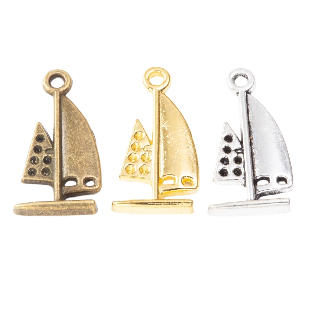 30pieces (Sailboat) vintage zinc alloy charm metal pendant DIY jewelry discovery making accessories 3452