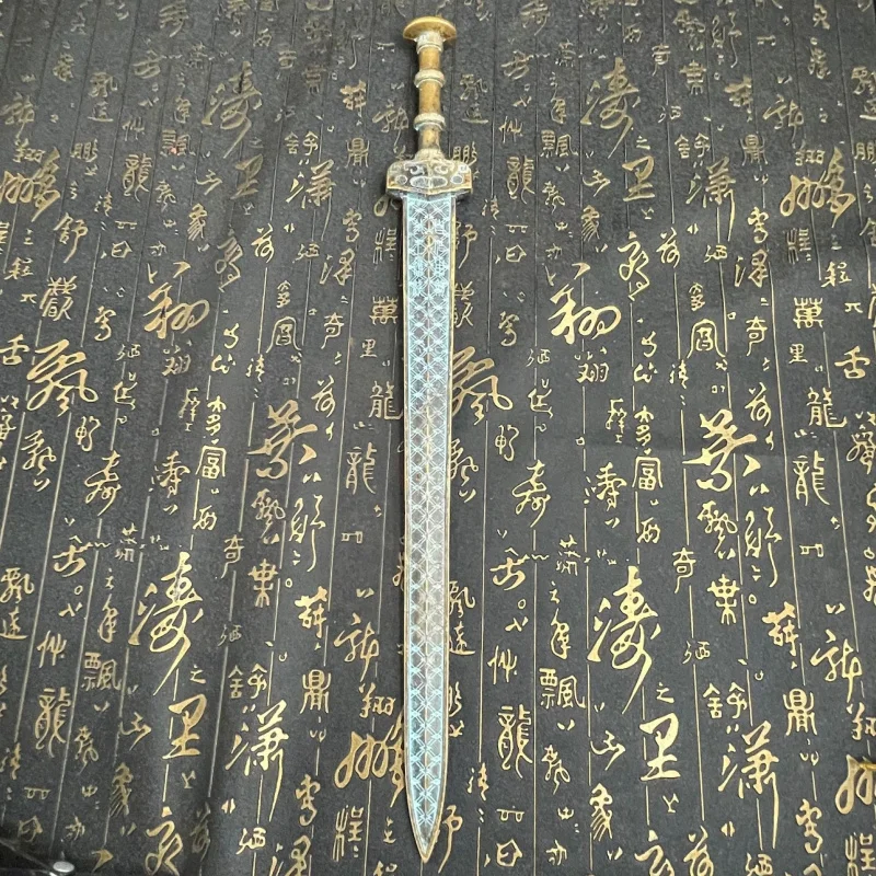 Antique Brass Green Rust Copper Sword Metal Model Ancient Style Fish Intestine Sword Craft Small Ornament