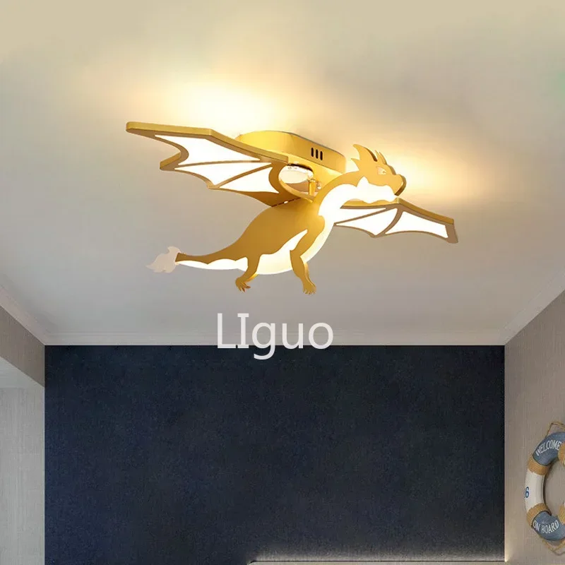 

2024 Cartoon Gold LED Dinosaur Ceiling Lamp Children's Lamp Bedroom Home Decoration