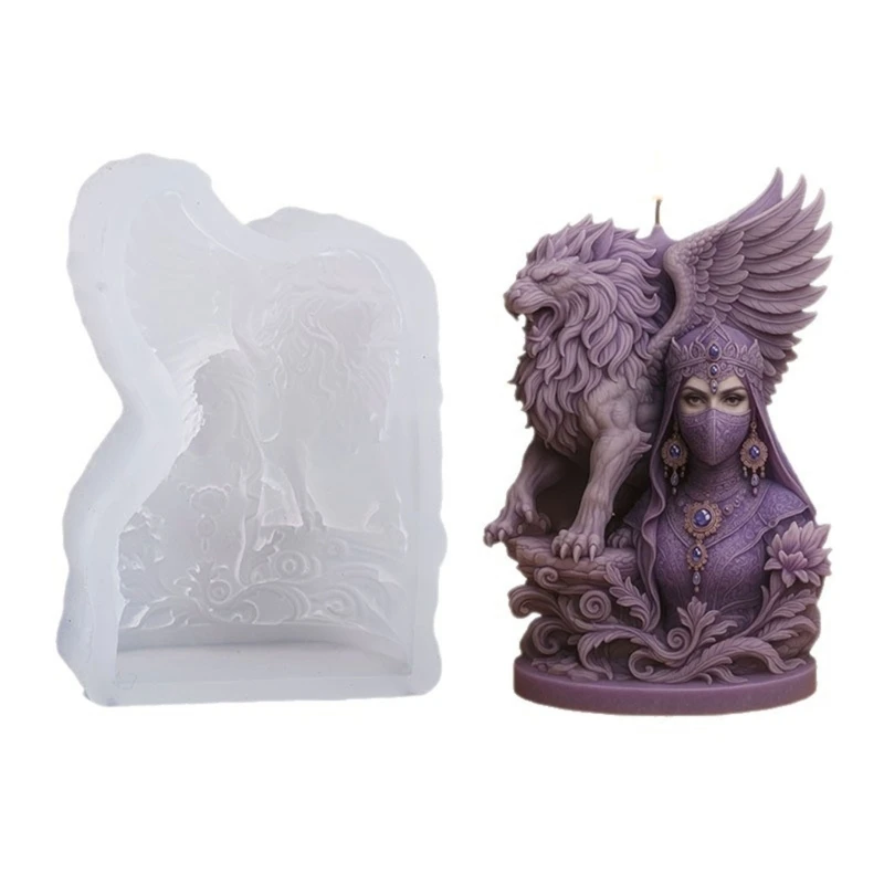 E28F Food Grade Silicone Lioness Wing Woman Candle Mould For Art Projects And Creative Gift Making