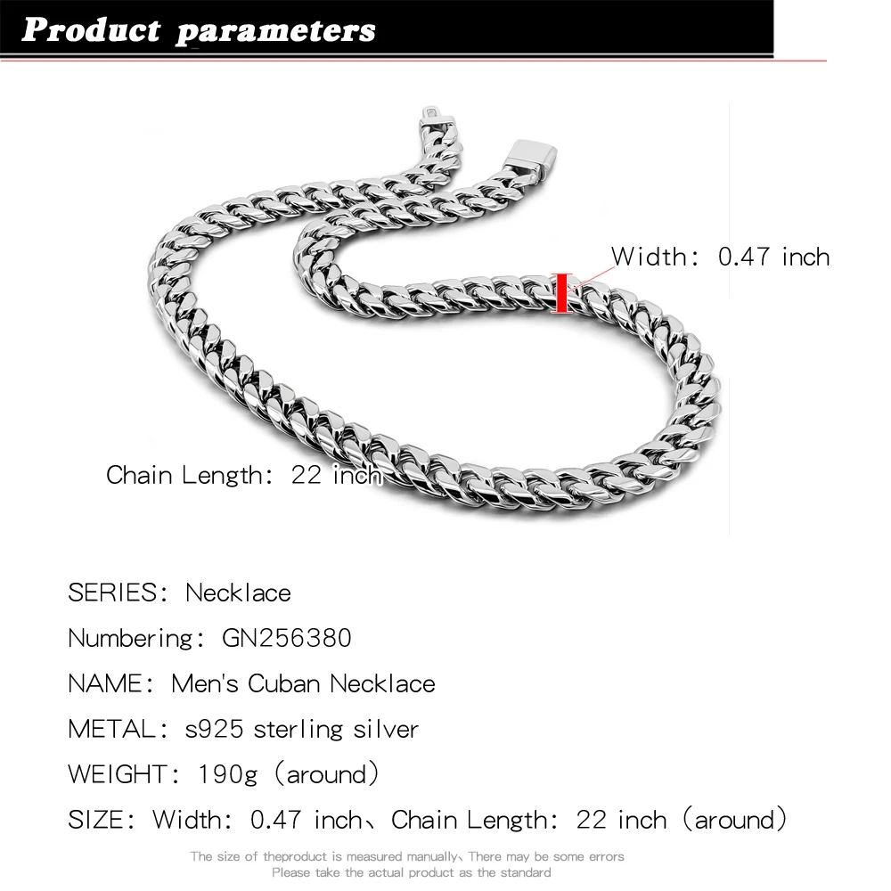 Classics Luxury Fine Jewelry 925 Sterling Silver Men Woman Hip Hop Necklace Cuban Link Chain 18-28inches Charming Fashion Gifts