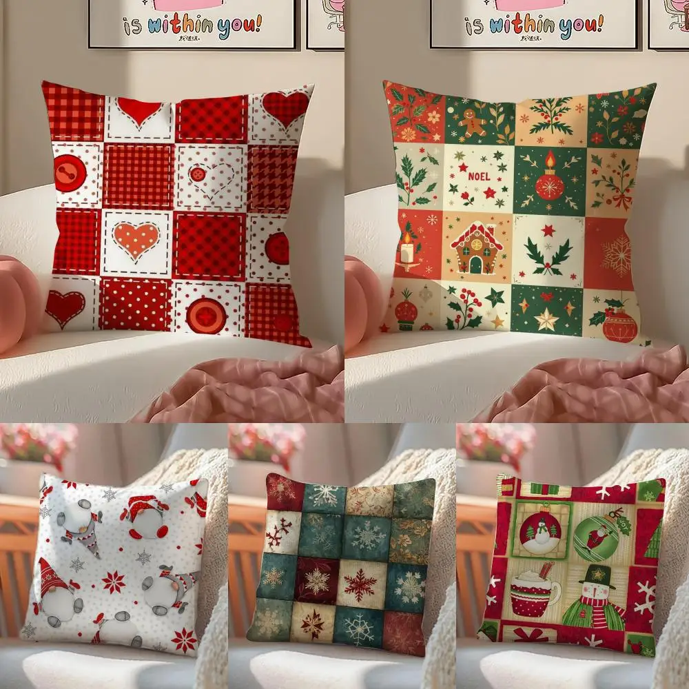 Colored checkered everyday Cushion Cover Pattern Printed Pillowcase for Living Room Sofa Cushion Cover & Bedroom Decor