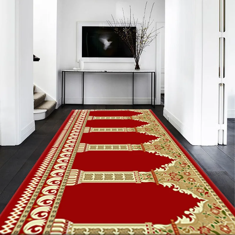 European Style Long Corridor Carpet Red Carpet Non-slip Stair Floor Mat Customizable Wedding Hall Runner Passageway Corridor Rug