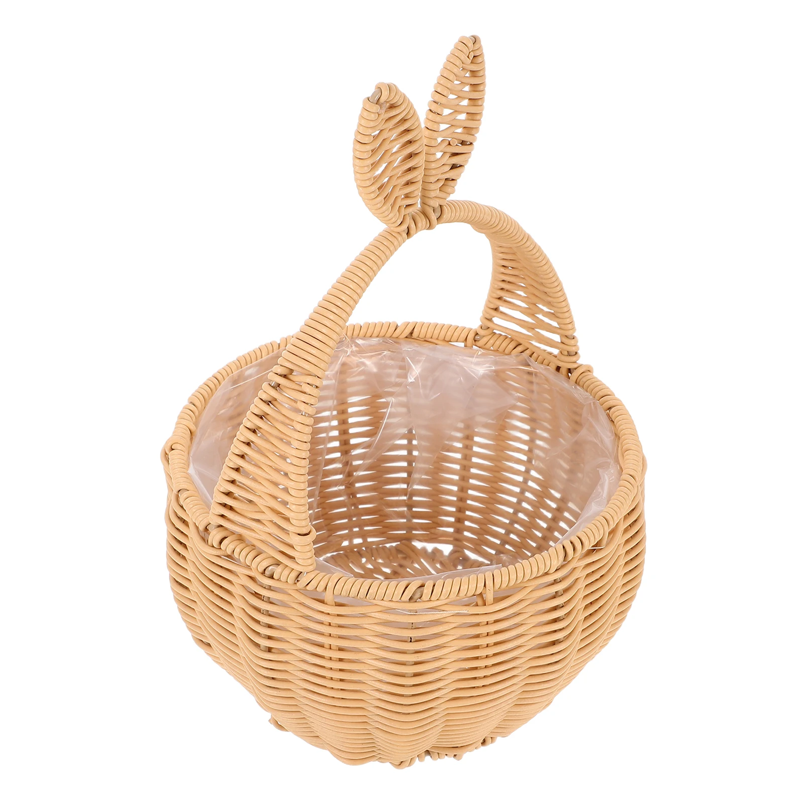 

Woven Bunny Basket Handheld Storage Flowers Fruit Kitchen Picnic Easter Shopping Large Capacity Plastic Material