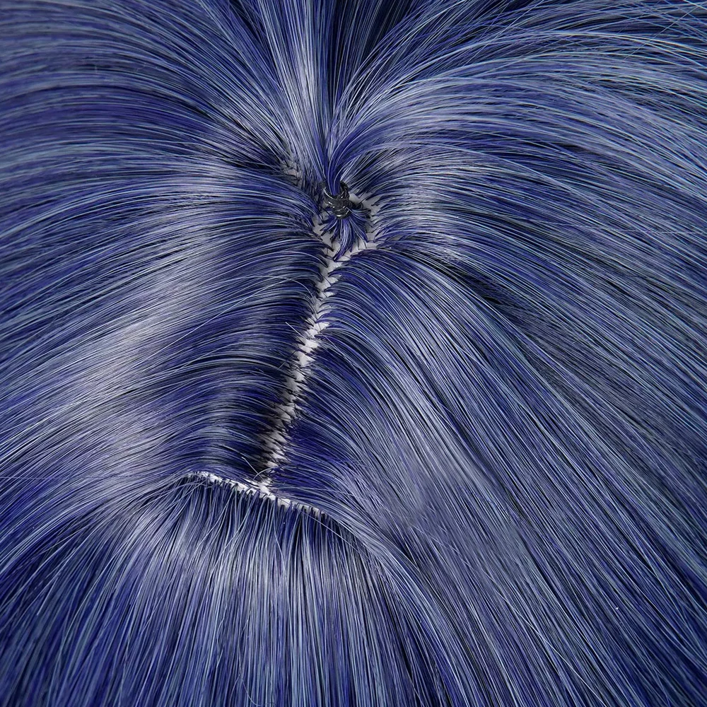 Picture 6: Short Straight Synthetic Wig Anime Game Cosplay Fluffy Blue Purple Wig Heat Resistant for Daily Party