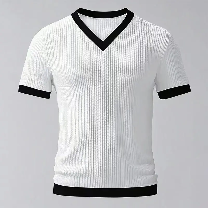 

Summer 2026 Men's Casual Breathable Pure Color ort Sweater Faionable Versatile Comfortable Cool Feeling V-Ne Knitted Top