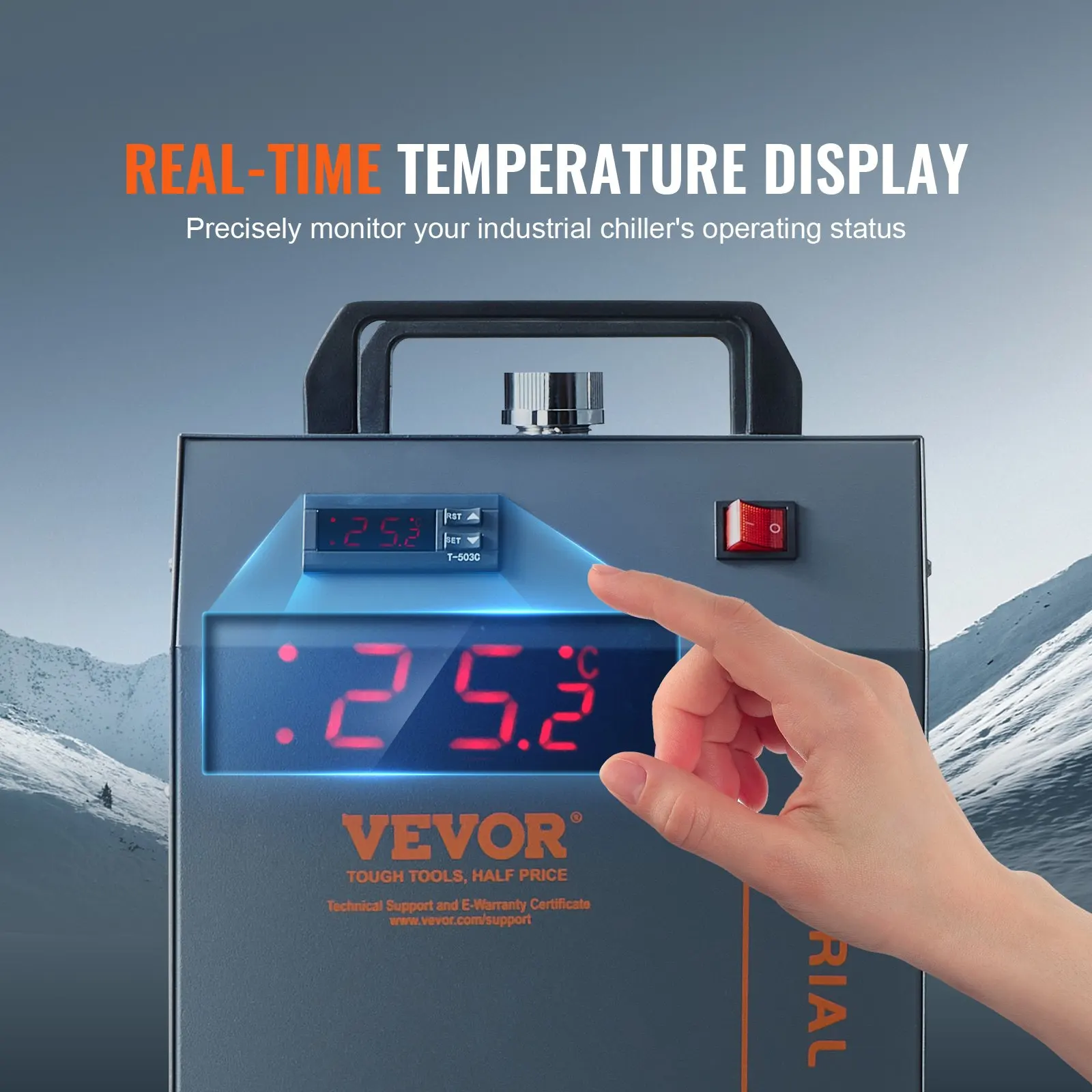 VEVOR CW-5200 Industrial Water Chiller w/ Built-in Compressor, High-Efficiency Cooling System Laser for Engraving Machines