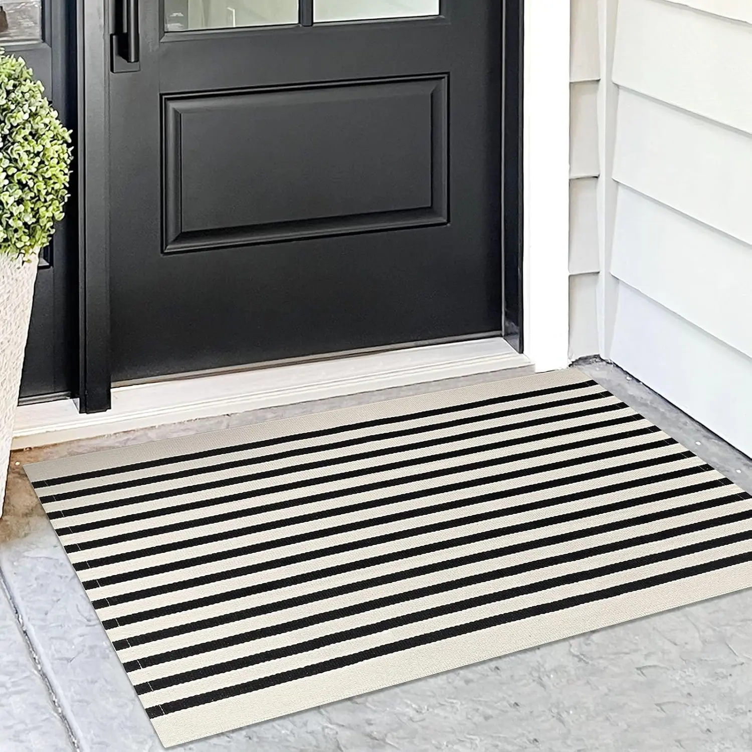 VIKAMA Loop Pile Entry Door Rug Machine-Washable Striped Porch Carpet, Indoor And Outdoor Floor Mat, Home Decoration - view 2
