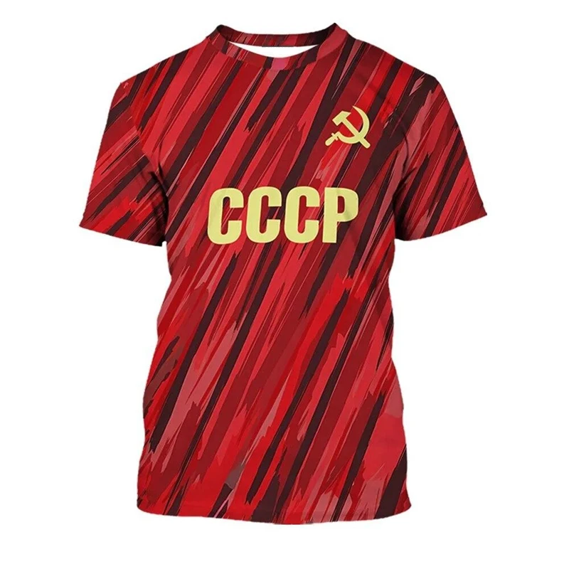 CCCP Soviet 3d Printed T-shirt For Men's Soviet Republic Pattern Short Sleeved T Shirt Casual O-Neck Pullover Oversized Tees