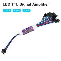 New 2 In 1 LED Signal Amplifier Controller 5V-24V For RGBIC Addressable LED Strip Light 1 To 2/4/8 WS2811 WS2812 WS2813 WS2815