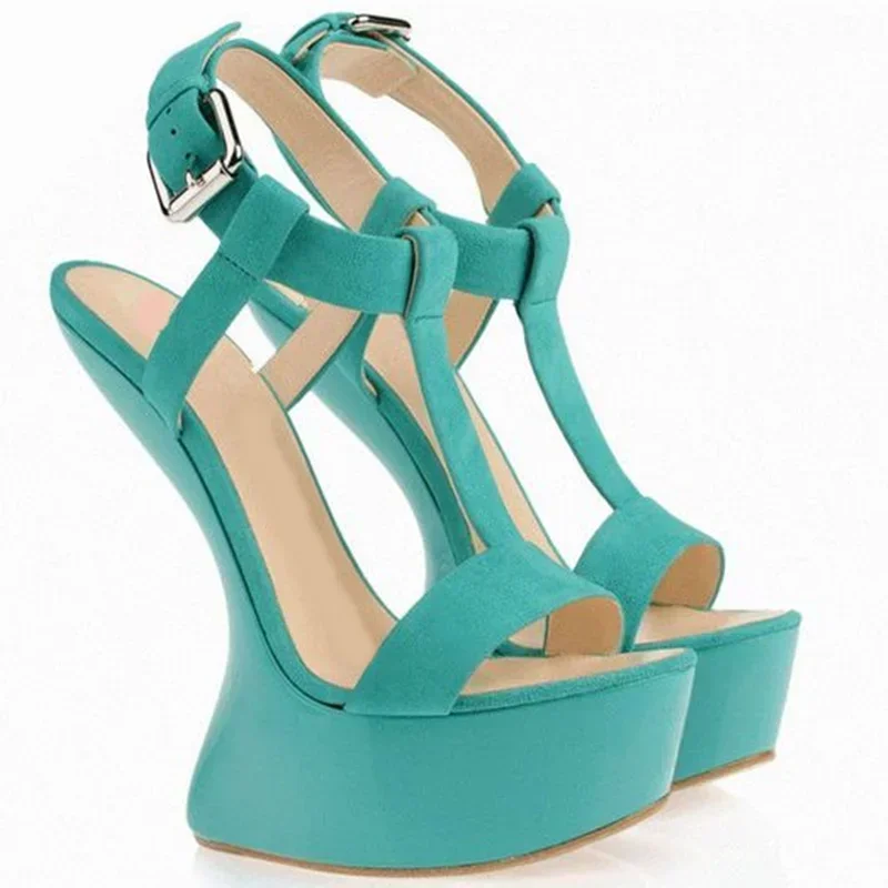 Strange Style T Strap Suede Sandals Sexy Peep Toe Solid Accept Customized New Arrivals Fashion Women Runway Shoes