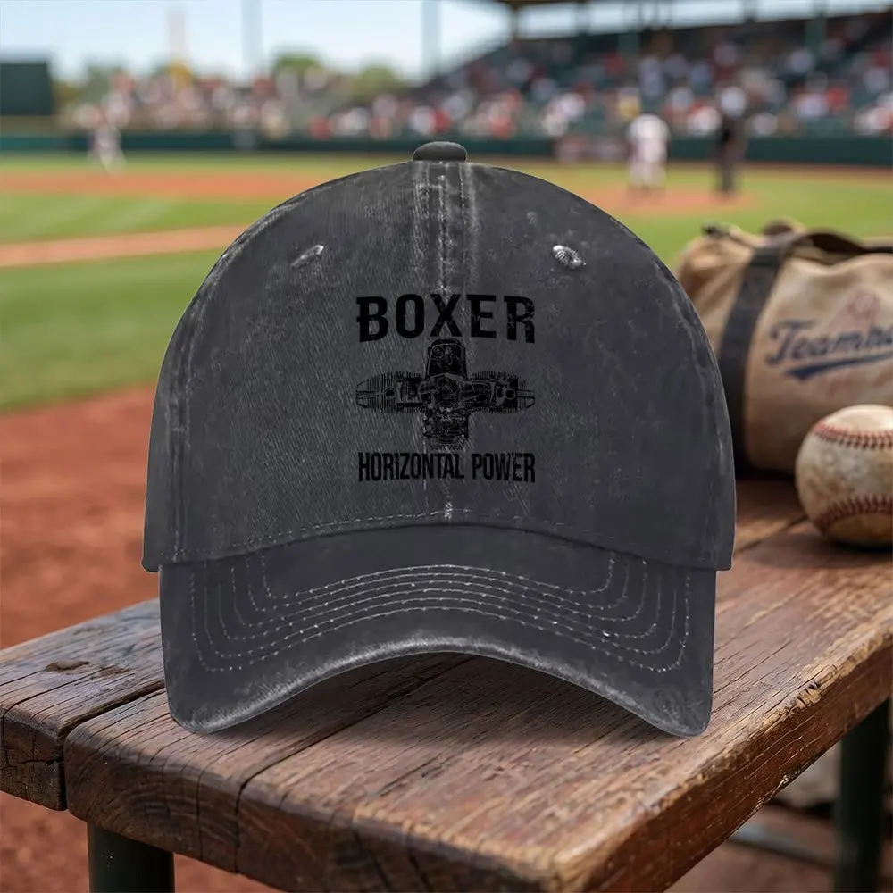 BOXER HORIZONTAL POWER Washed Baseball Cap for Men & Women - Adjustable Buckle, Lightweight Breathable Unisex Cap Suitable for D