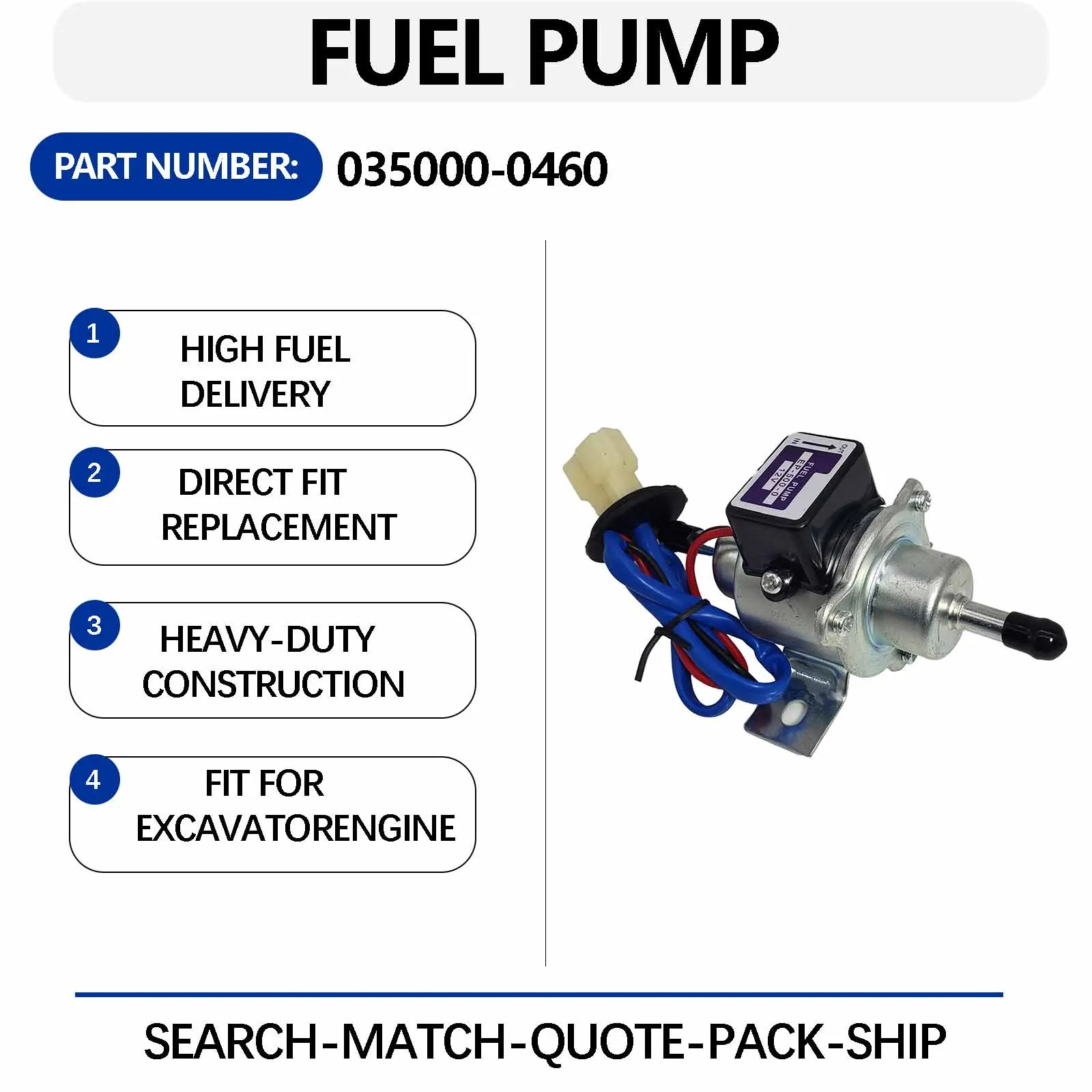 12V Electric Fuel Pump 035000-0350 For Kubota Excavator KH-1 KH007H KH35 KH-35H KH36 KH41 KH51 KH-51H KH60 KH-60H KH61 KH66