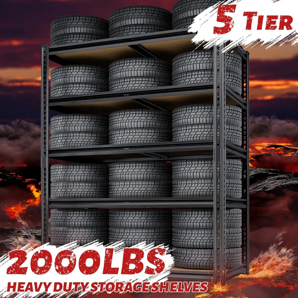 أرفف تخزين عالية التحمل 72 بوصة، رفوف جراج 2000 رطل، وحدة رفوف معدنية مكونة من 5 طبقات، أرفف جراج قابلة للتعديل، غلاف رف المرافق #4