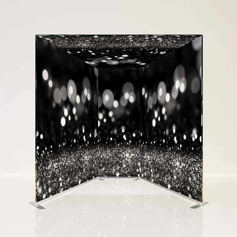 カスタム3面カメラテンションスタンド背景写真撮影用背景幕 イベントフォトブースライトウォール用