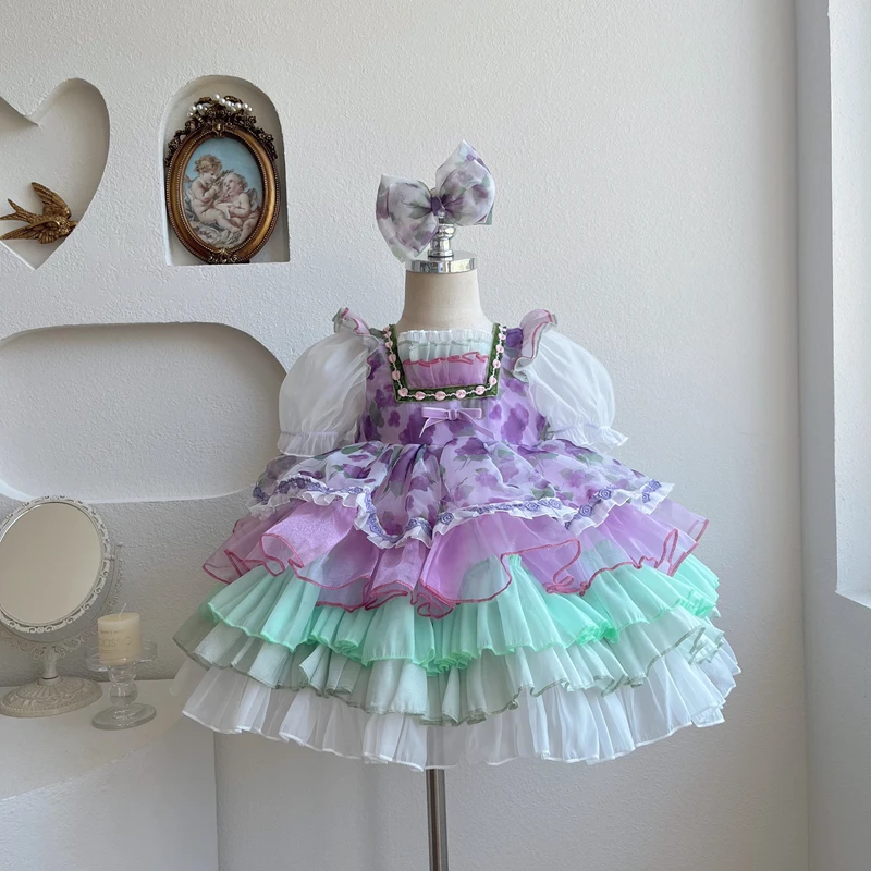 Handmade Baby Girls Sweet Dress High Quality Boutique Christmas Girls Princess Dress Up Birthday Party Baby Girls Gift