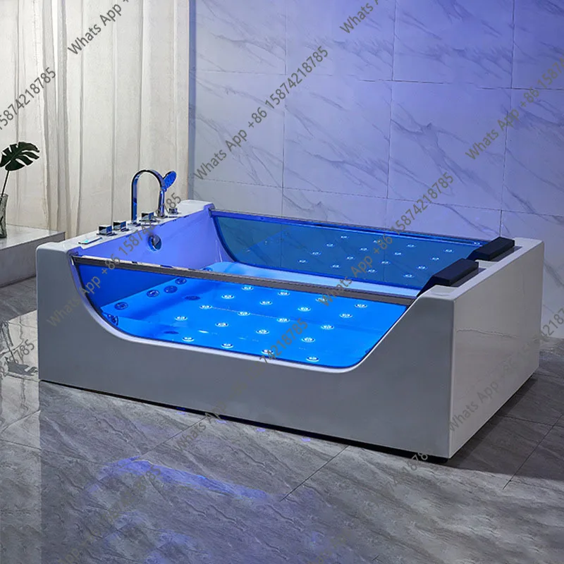 

Acrylic bathtub Free-standing massage Surf Two-sided glass hotel villa Double French pillow bathtub