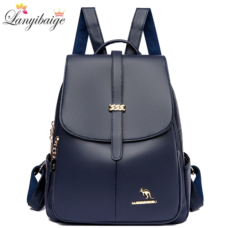 

2024 Female Leather Backpacks High Quality Ladies Bagpacks Luxury Designer Large Capacity Casual Daypack Girl Mochilas Sac A Dos