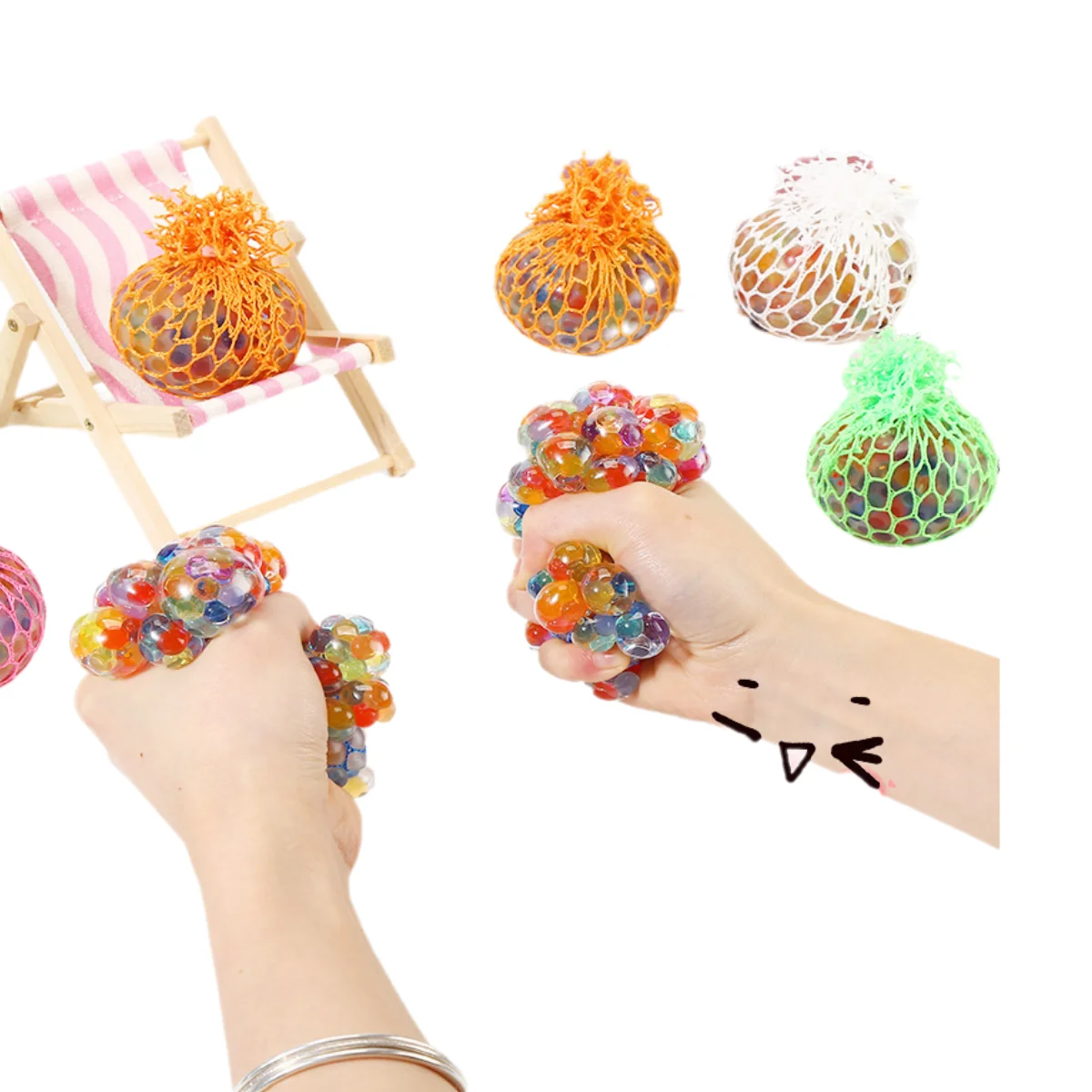 The Rainbow Bead Pressure Reducing Ball Squishy Fidget Toys Funny Stress Reliever Reduce Pressure Prop for Childrens and Adults view 5