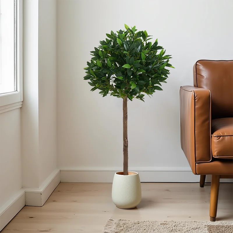 49 bolas artificiales de árbol topiario con recipiente, juego de 2