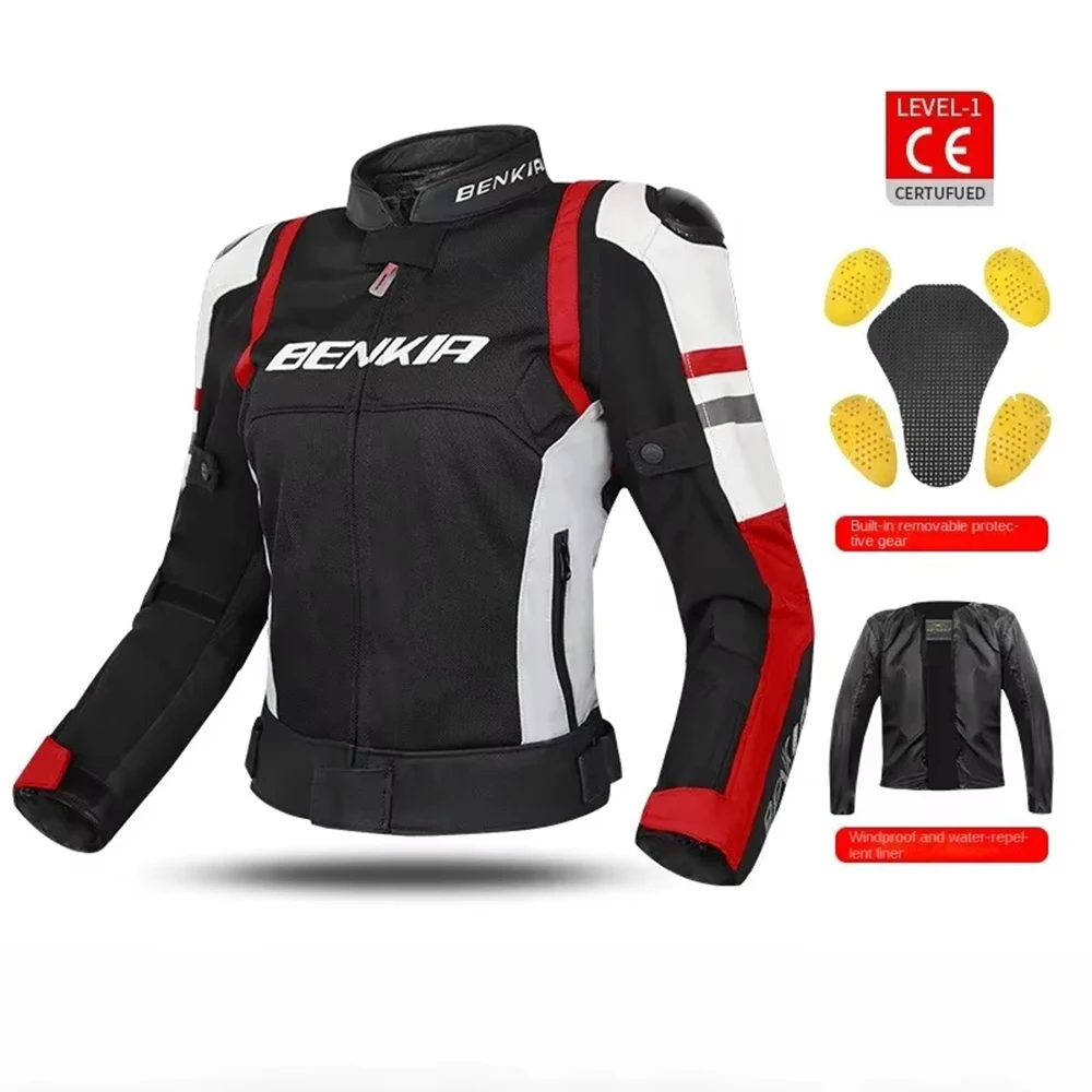 Motorcycle Jacket Mesh Breathable CE Grade Anti Fall Leather Splicing Jacket Motorcycle Accessories Shock Absorption