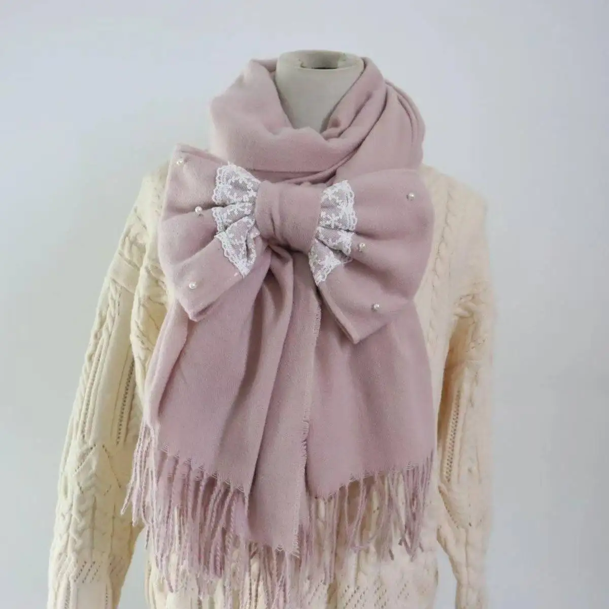 

Милый шарф в стиле Лолиты, новый бант, осень-зима, японский теплый шарф-шаль, милые толстые аксессуары для субкультуры