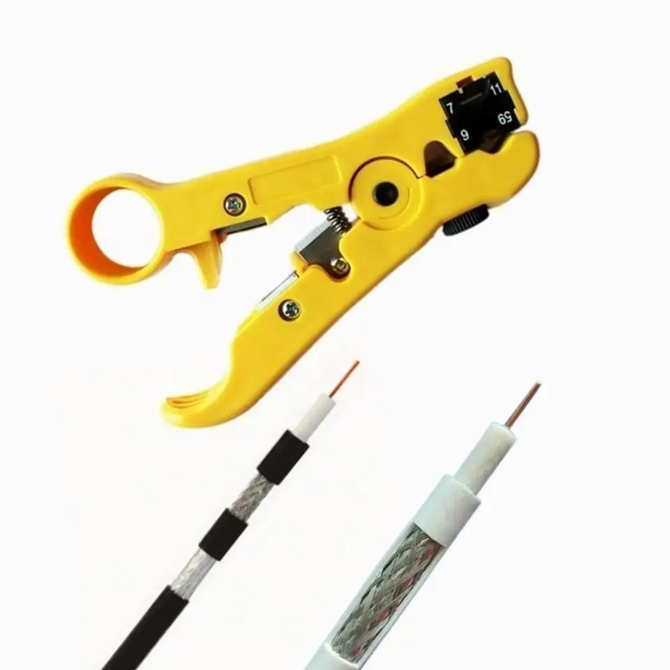 Multi-functional 352 Wire Coax Coaxial Stripping Tool for UTP/STP RG59 RG6 RG7 RG11 Universal Cable Stripper Cutter Pliers