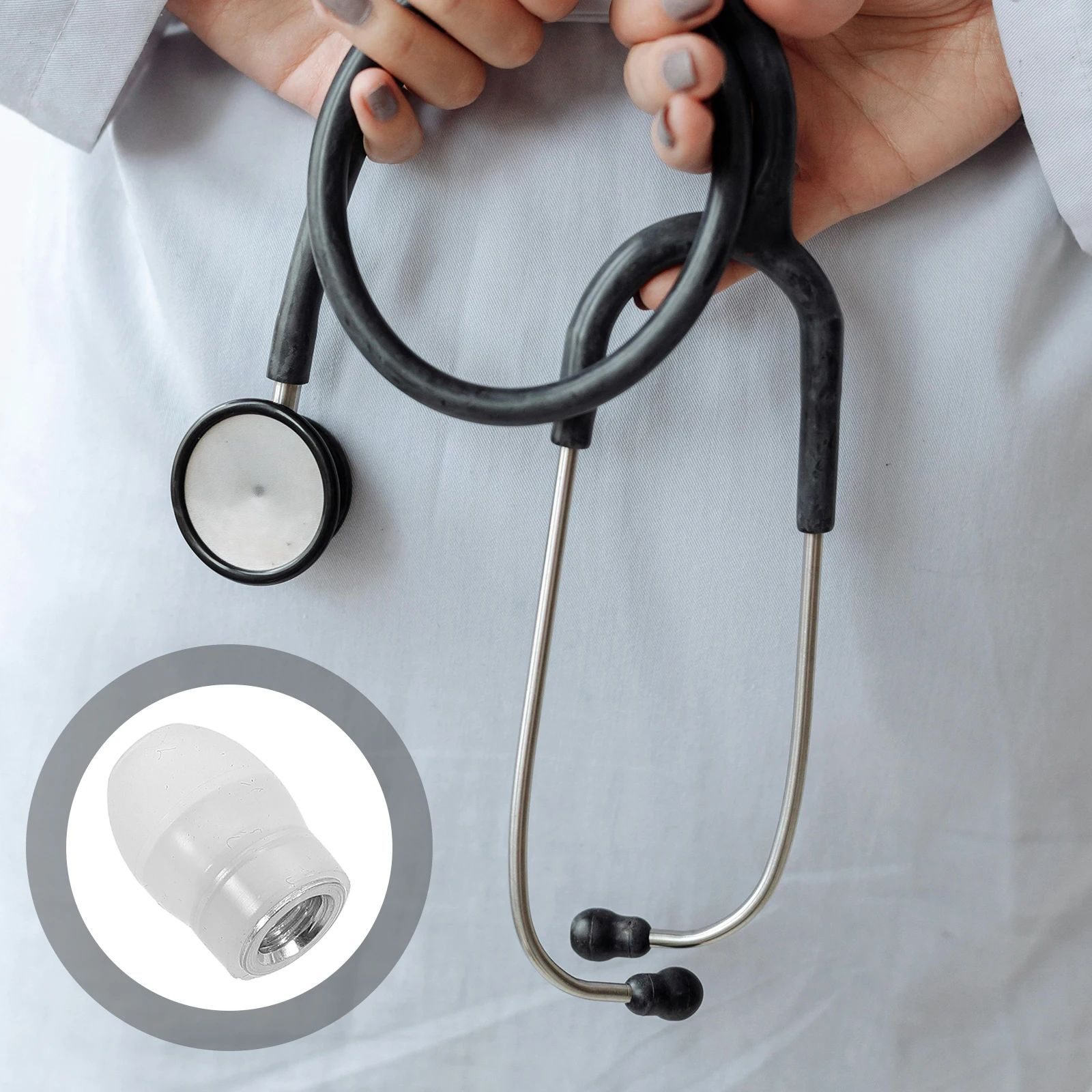 2 Pcs Stethoscope Earplugs Silicone Replacement Noise Cancelling for Sleeping Black of Work Camera Tips Pads