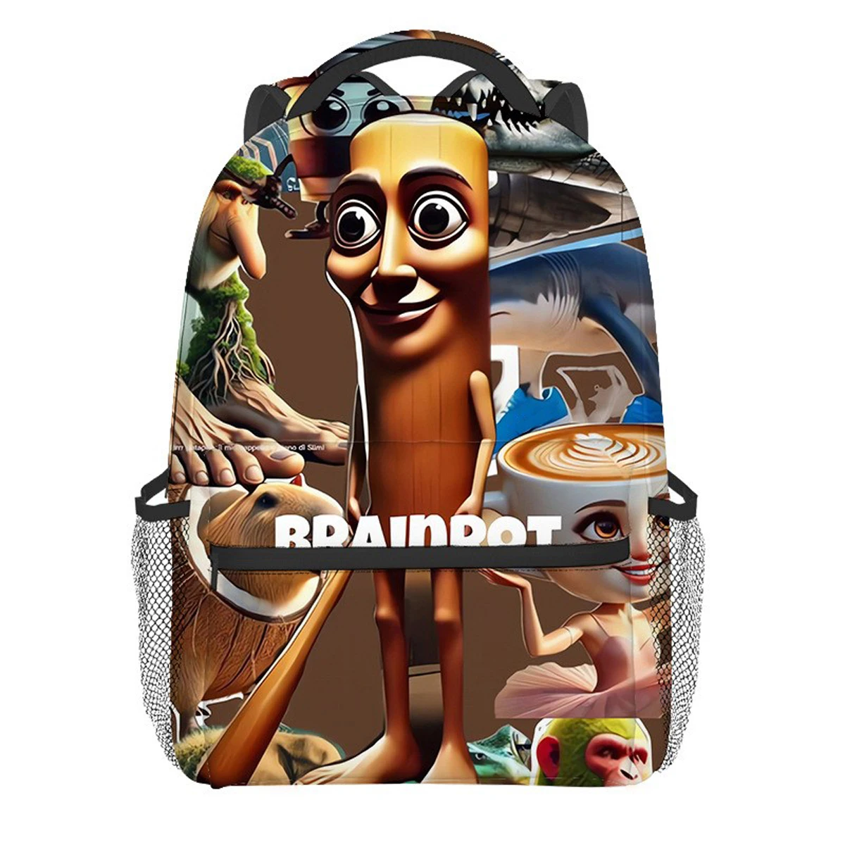 Italian Brainrot Print School Backpack Best Gifts for Boys Girls 2D Flat Cartoon Waterproof Stylish Fashion Design for Children