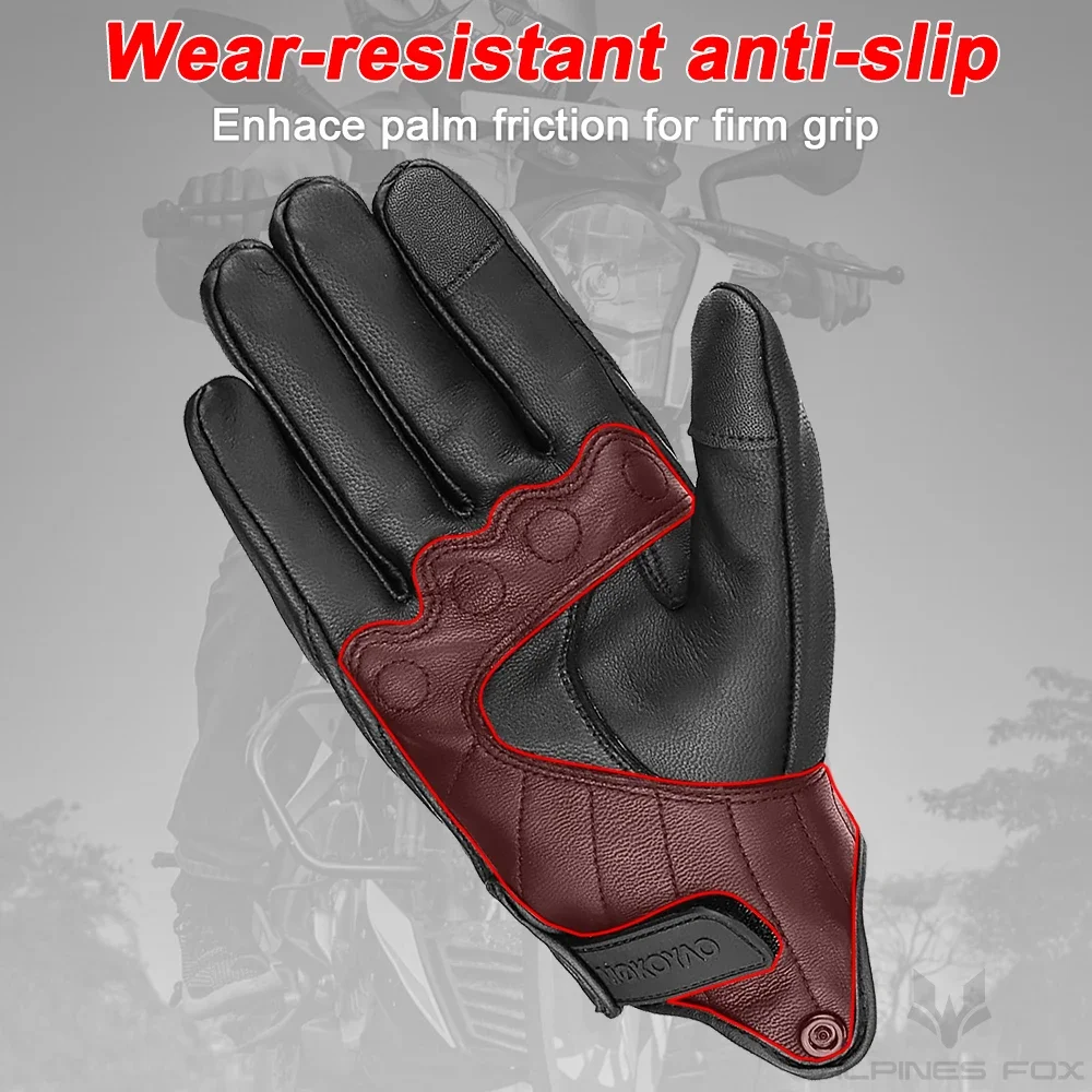 Leather Motorcycle Gloves Men Women Breathable Perforated Motorbike Urban Riding Gloves Retro Touchscreen Motocross Racing Glove