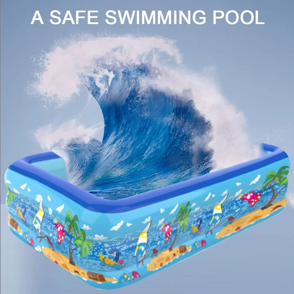 Children  Adults Inflatable Pool Foldable Square Blow Up Cute  Pool for Family Space-Saving Swimming Pool for Backyard Garden