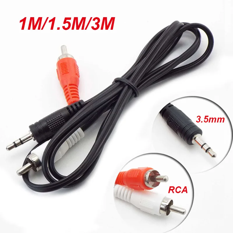 3.5mm Stereo Jack Mini Plug to 2 RCA Male Splitter Connector Phono Audio Speaker Adapter Cables A7