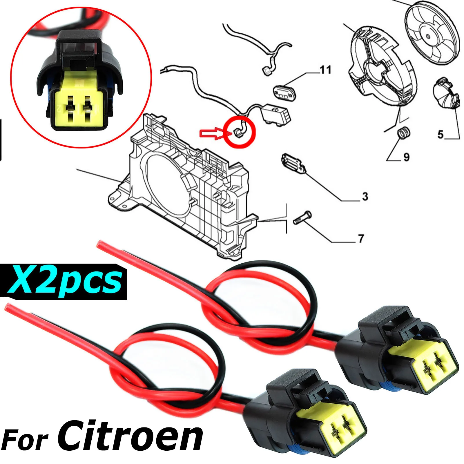 2x For Citroen Berlingo C2 C3 C5 C6 C4 AIRCROSS Picasso DS3 DS4 DS5 Xsara Engine Coolant Water Temperature Sensor Connector Plug
