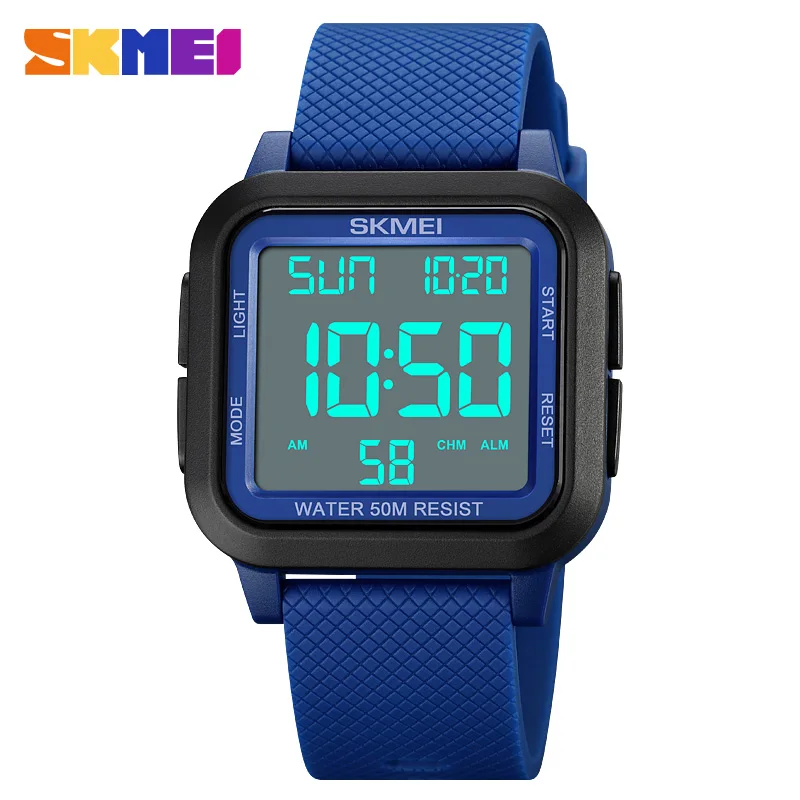 Relógio esportivo masculino skmei, relógio com alarme, cronômetro, 5bar, à prova d'água, militar, display led, relógio digital, reloj hombre