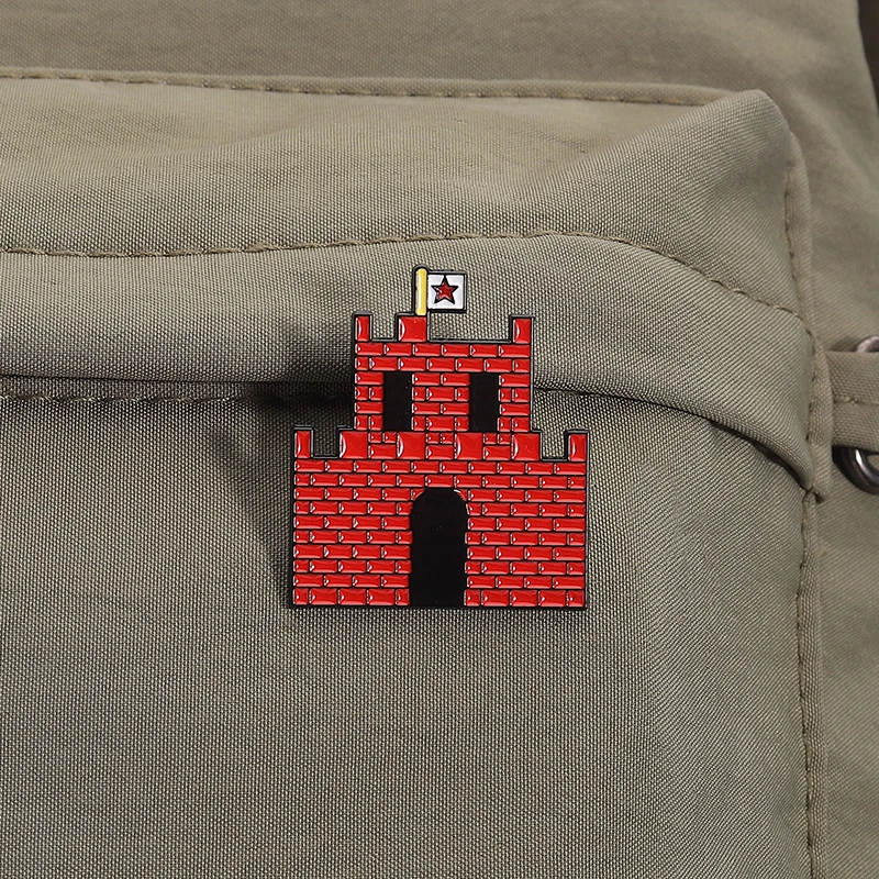 Classic Games Inspiration Enamel Pins Red Pixel House Lapel Badge Accessories Backpack Clothes Brooches Jewelry Gift for Friends