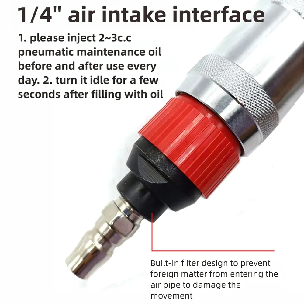 Air Angle Die Grinder Pneumatic Grinding Machine Straight Type Strong Polishing Tool Chuck 6MM Speed 17500RPM Inlet 1/4 Inch