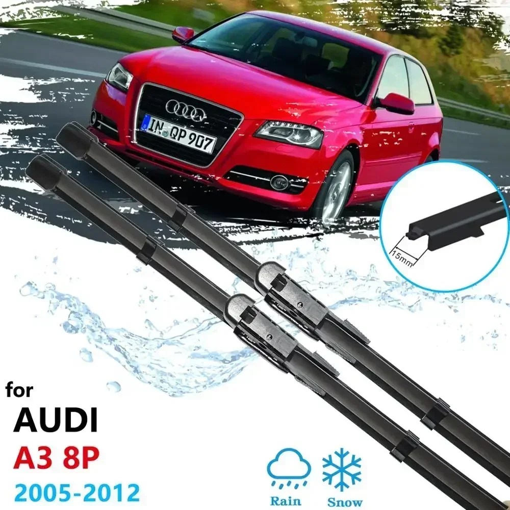 For Audi A3 8P 2005~2012 Front Windscreen Windshield Wipers Car Accessories Stickers 2006 2007 2008 2010 2011 Car Wiper Blades