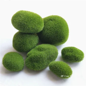 4 Size Fake Stone Artificial Moss Rocks Home Decor Simulation Plant DIY Decoration For Garden and Crafting Green Wholesale