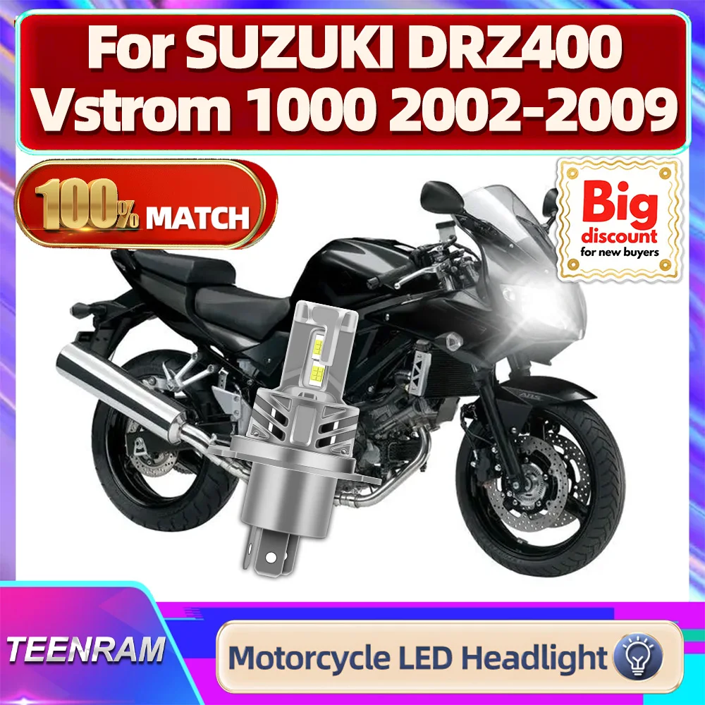 

TEENRAM для SUZUKI DRZ400 Vstrom 1000 2002 2003 2004 2005 2006 2007 2008 2009, светодиодная лампа для мотоцикла Hi/Lo Moto, фара