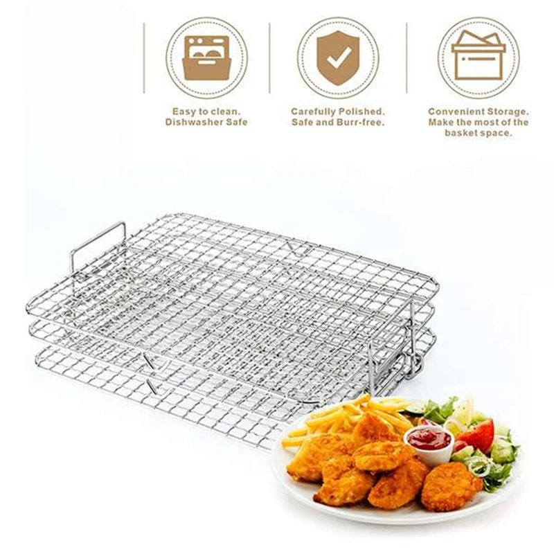 Air Fryer Rack For Ninja Foodi Grill XL Air Fryer Multi-Layer 3 Stackable Dehydrator Rack Toast Rack Air Fryer Parts