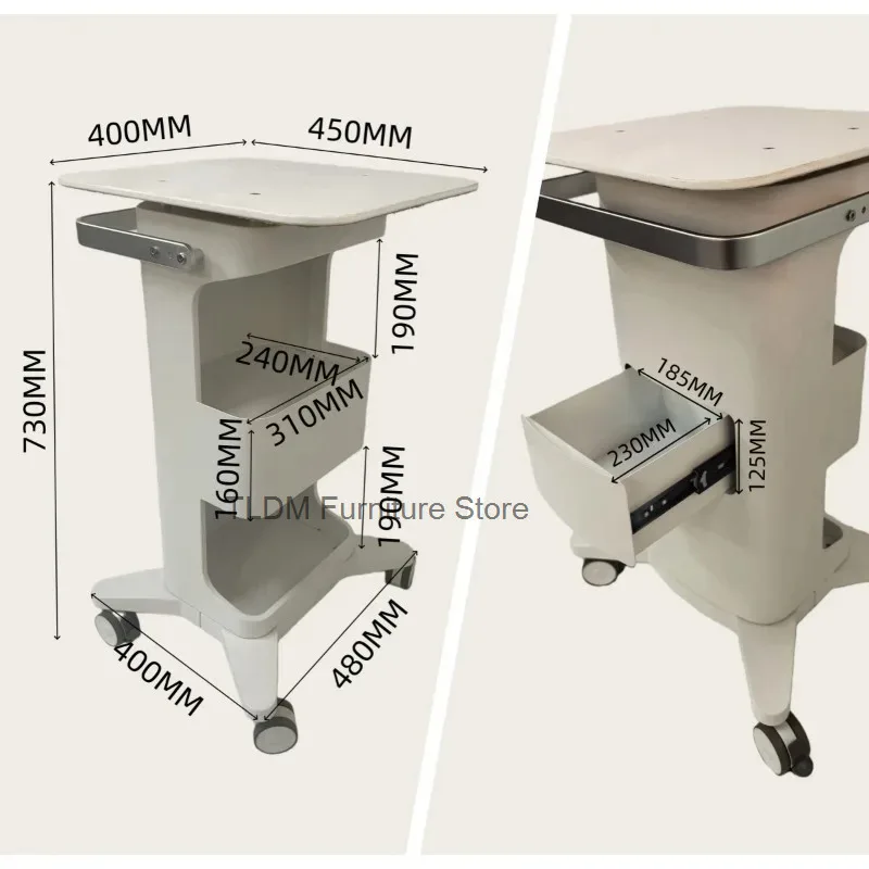Station Wheels Beautician Trolley Reception Hair Workshop Tool Storage Cart Beauty Salon Barber Table Cosmetics Studio Gueridon