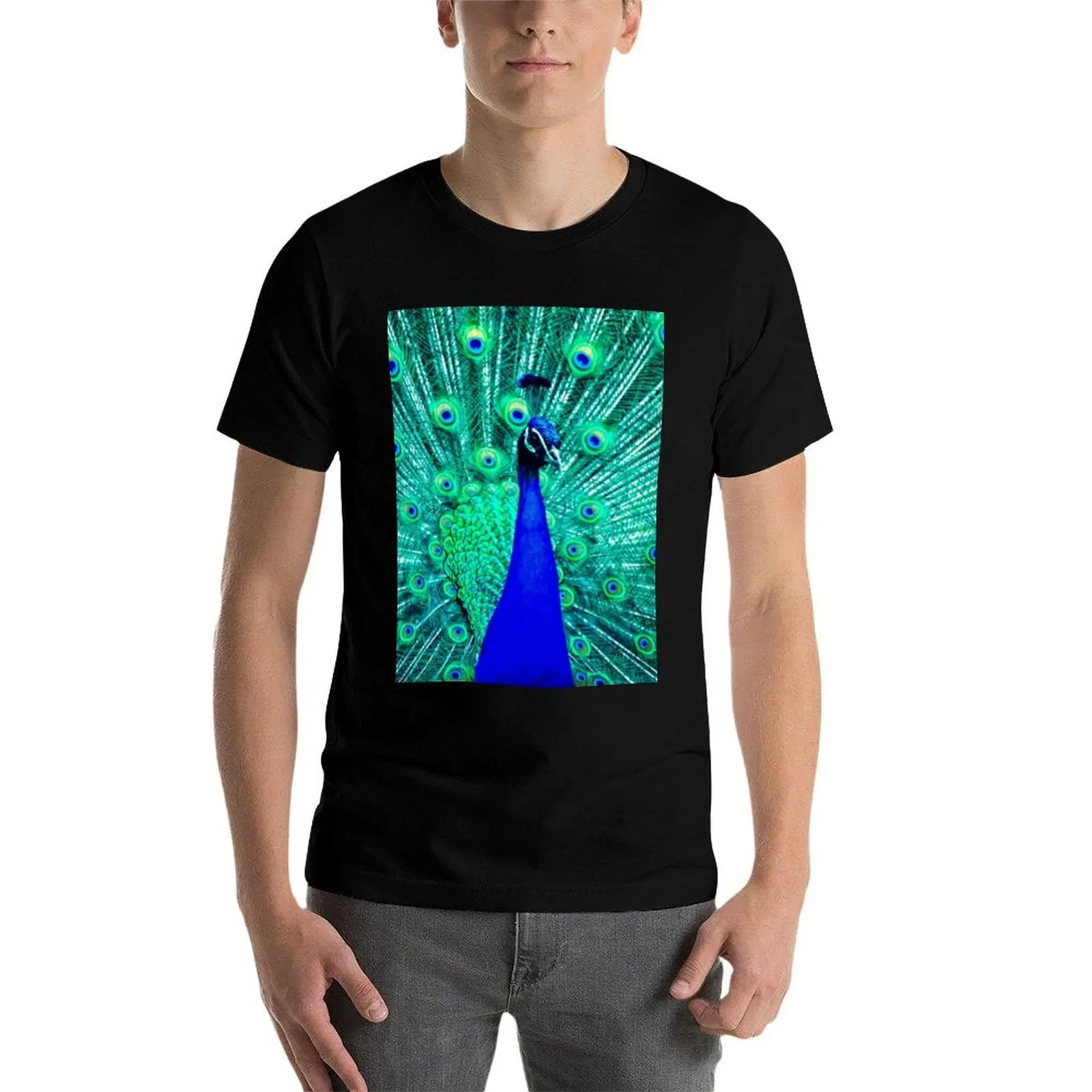 peacock patern T-Shirt man t shirts cotton man t shirt graphic T-Shirt