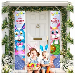 Easter Decoration Bunny Egg Carrot Porch Sign Welcome Happy Easter Banner Door Couplets Hanging Ornament Easter Decor for home