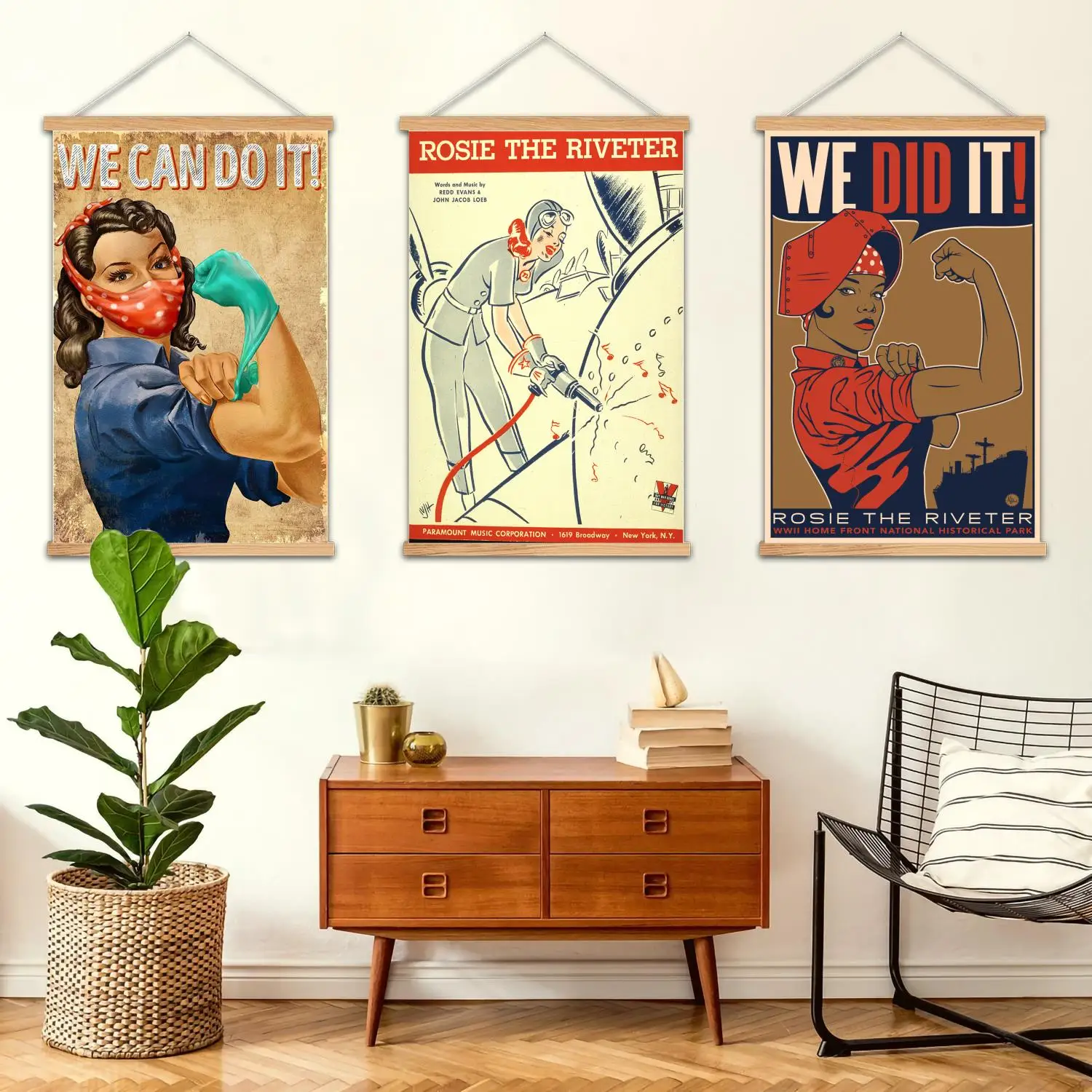 rosie riveter Framed Wall Painting Canvas Art Poster, Wall Art,  Modern Family, Bedroom Decor, Posters,Decorative painting